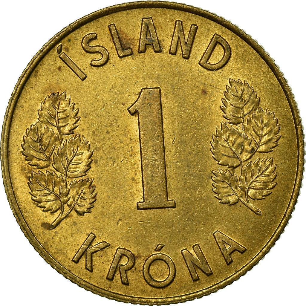 Munten, IJsland, Krona, 1975, ZF, Nickel-brass, KM:12a