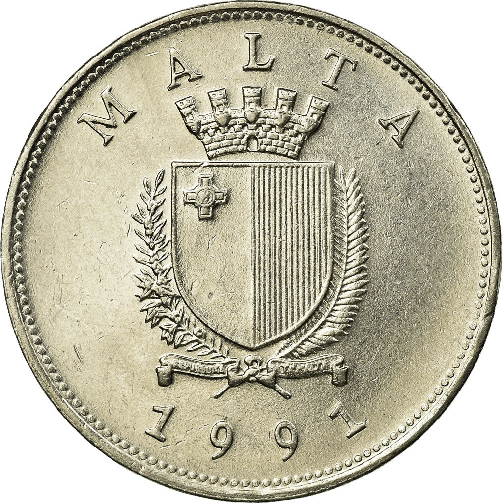 Coin, Malta, Lira, 1991, EF(40-45), Nickel, KM:99
