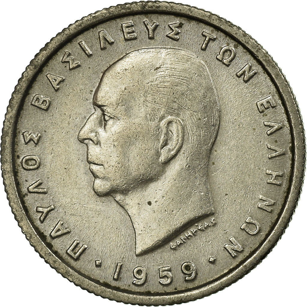 Coin, Greece, Paul I, 50 Lepta, 1959, EF(40-45), Copper-nickel, KM:80
