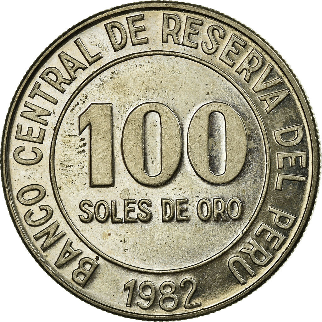 Moneda, Perú, 100 Soles, 1982, MBC, Cobre - níquel, KM:283