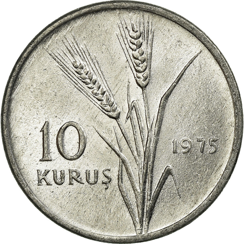 Moeda, Turquia, 10 Kurus, 1975, EF(40-45), Alumínio, KM:898a