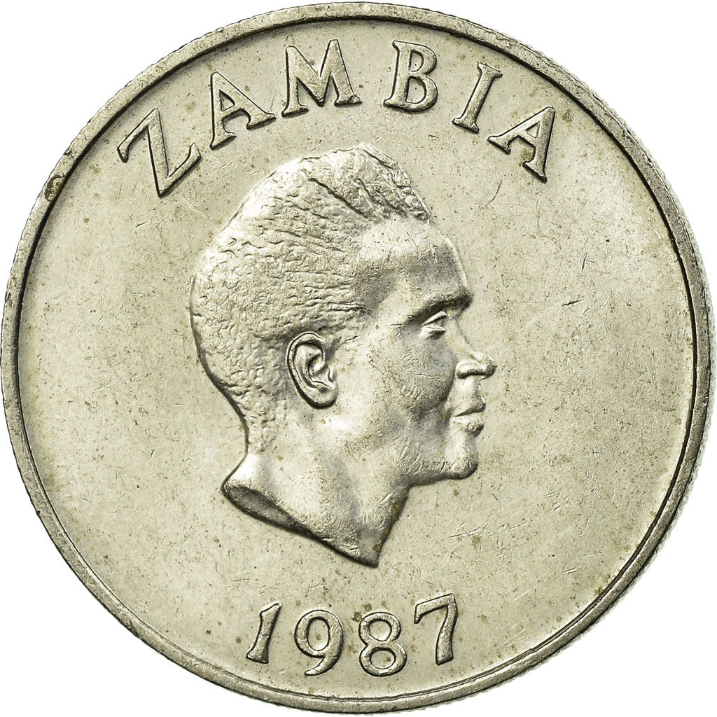 Coin, Zambia, 10 Ngwee, 1987, British Royal Mint, EF(40-45), Copper-Nickel-Zinc
