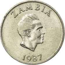 Coin, Zambia, 10 Ngwee, 1987, British Royal Mint, EF(40-45), Copper-Nickel-Zinc