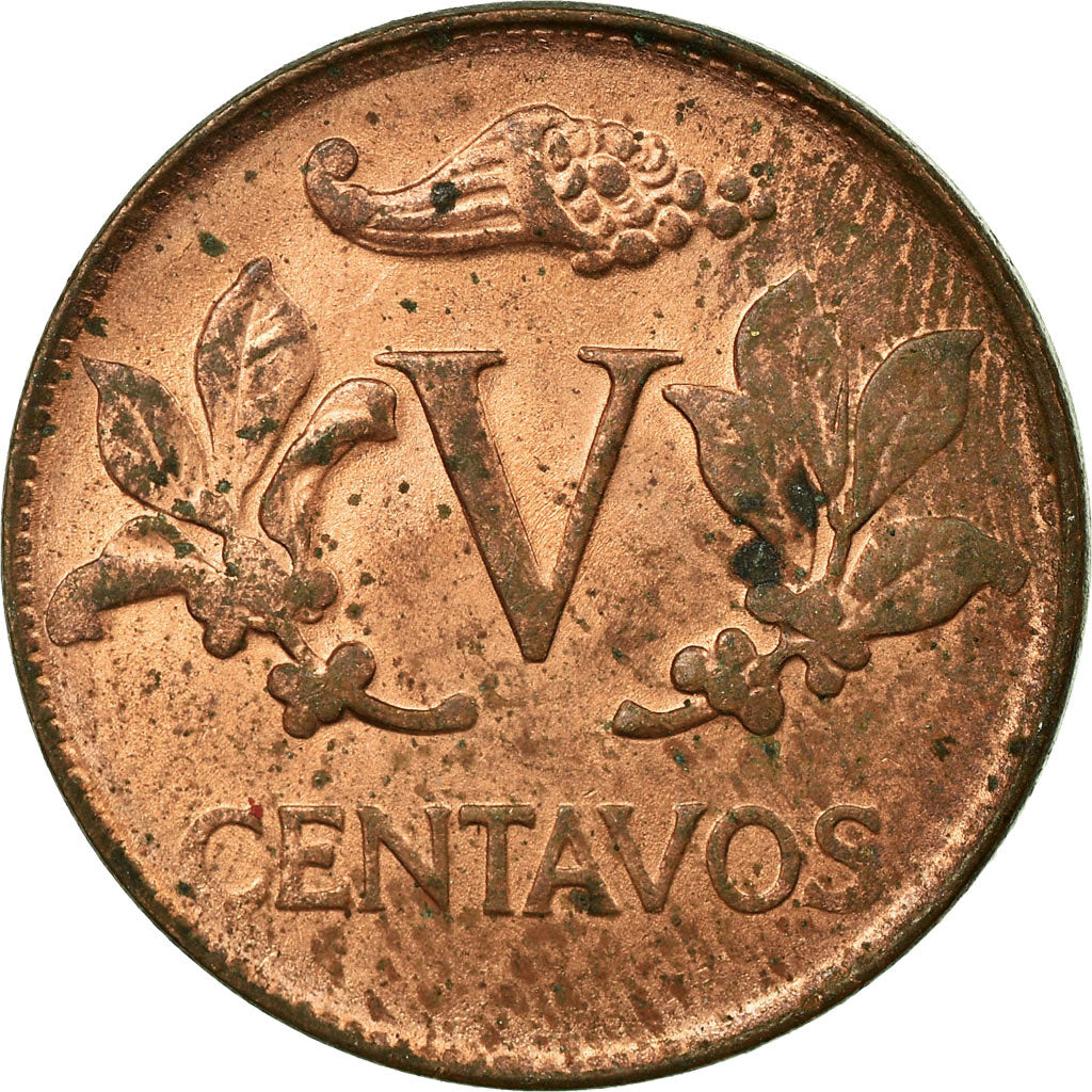 Moneta, Colombia, 5 Centavos, 1969, BB, Acciaio ricoperto in rame, KM:206a
