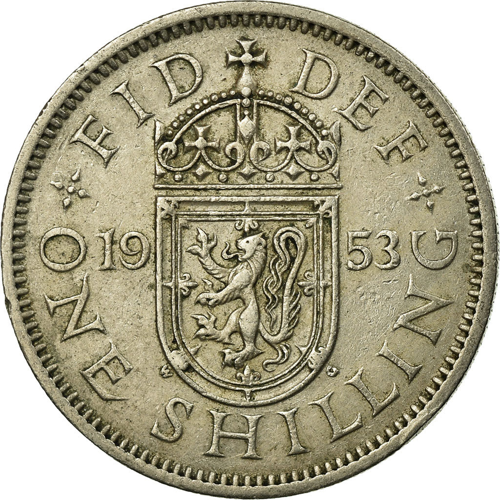 Coin, Great Britain, Elizabeth II, Shilling, 1953, EF(40-45), Copper-nickel