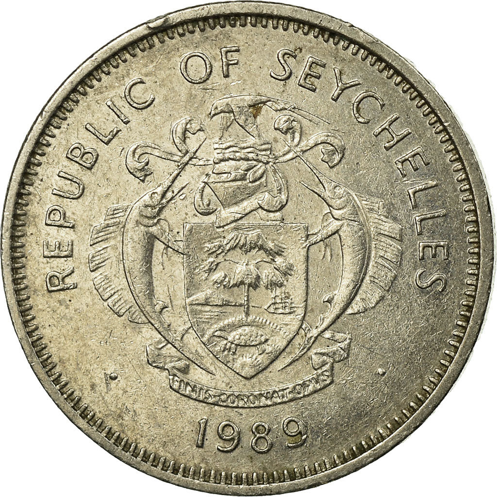 Coin, Seychelles, 25 Cents, 1989, EF(40-45), Copper-nickel, KM:49.2