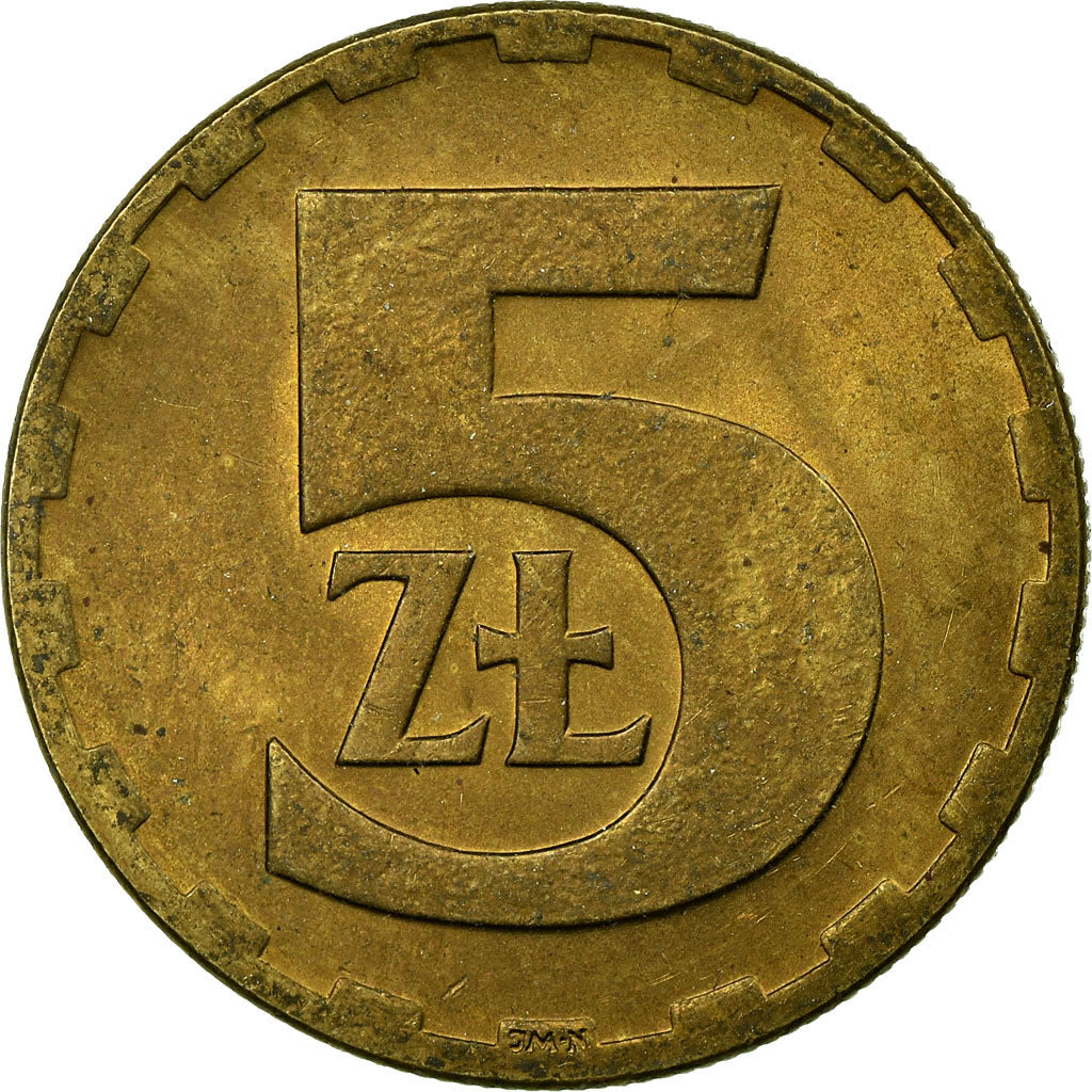 Moneda, Polonia, 5 Zlotych, 1977, Warsaw, MBC, Latón, KM:81.1