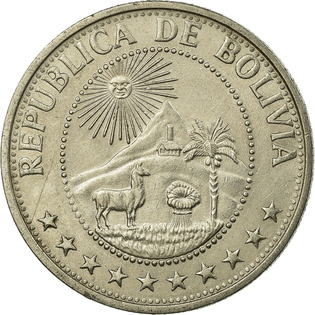 Munten, Bolivia, Peso Boliviano, 1968, ZF, Nickel Clad Steel, KM:192