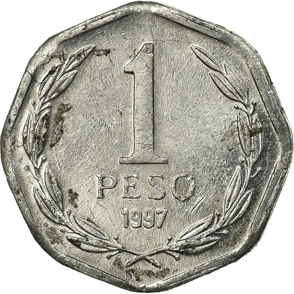 Coin, Chile, Peso, 1997, Santiago, EF(40-45), Aluminum, KM:231