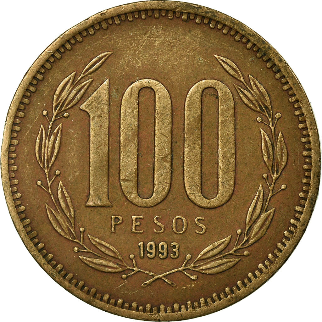 Coin, Chile, 100 Pesos, 1993, Santiago, EF(40-45), Aluminum-Bronze, KM:226.2