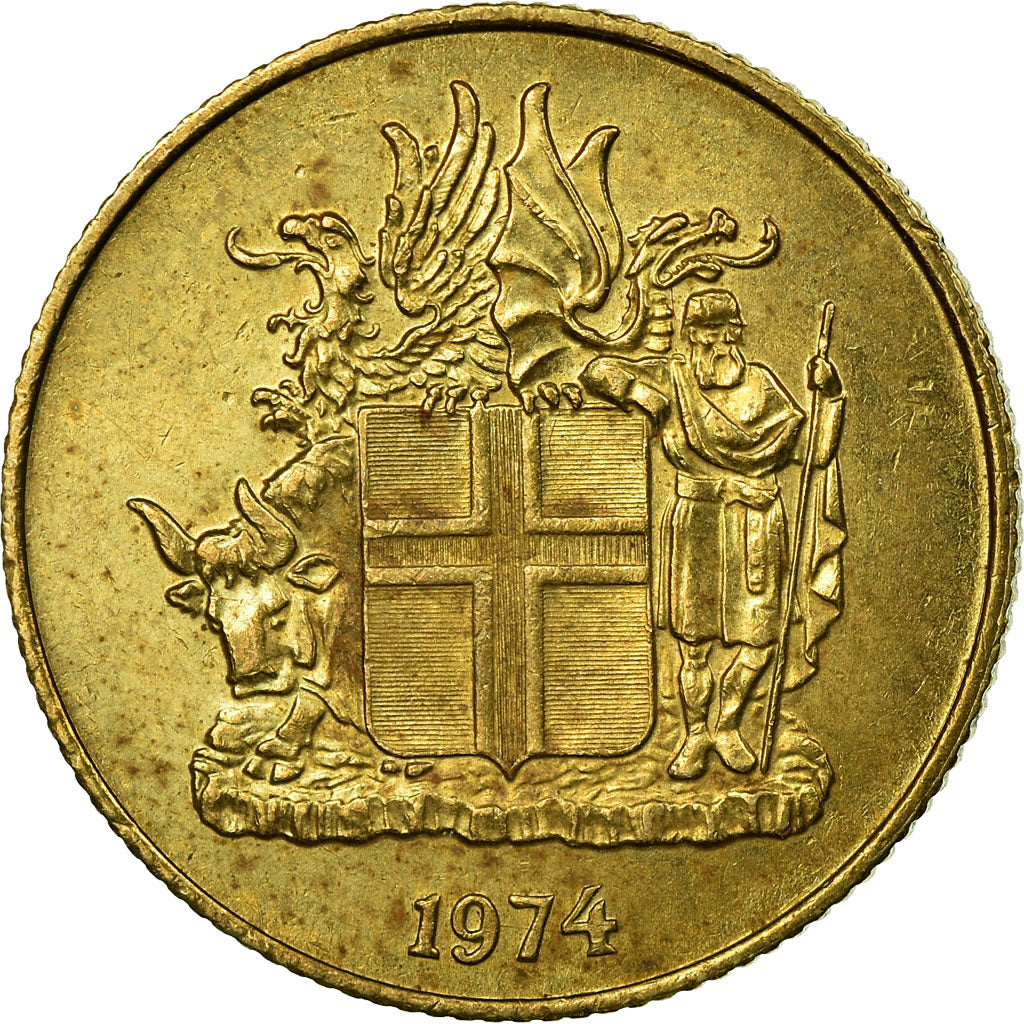 Coin, Iceland, Krona, 1974, EF(40-45), Nickel-brass, KM:12a