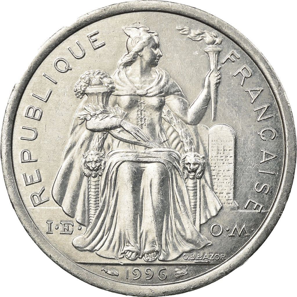 Münze, French Polynesia, 2 Francs, 1996, Paris, SS, Aluminium, KM:10