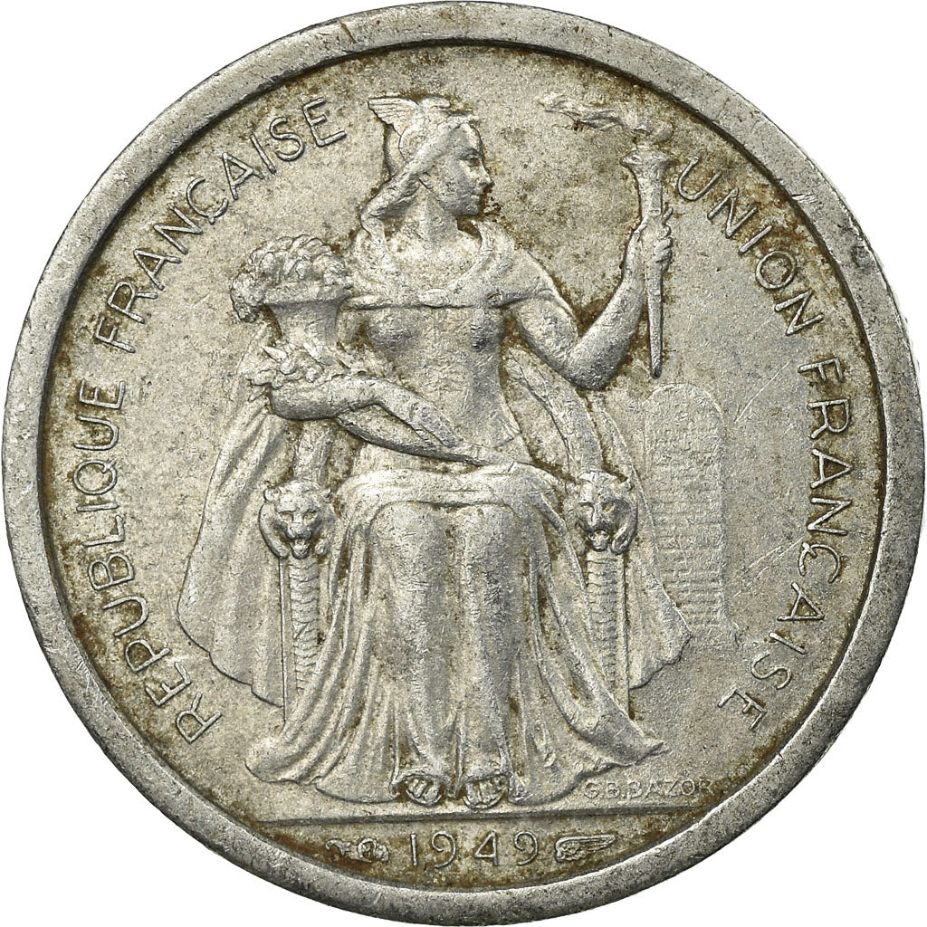 Coin, FRENCH OCEANIA, Franc, 1949, EF(40-45), Aluminum, KM:2