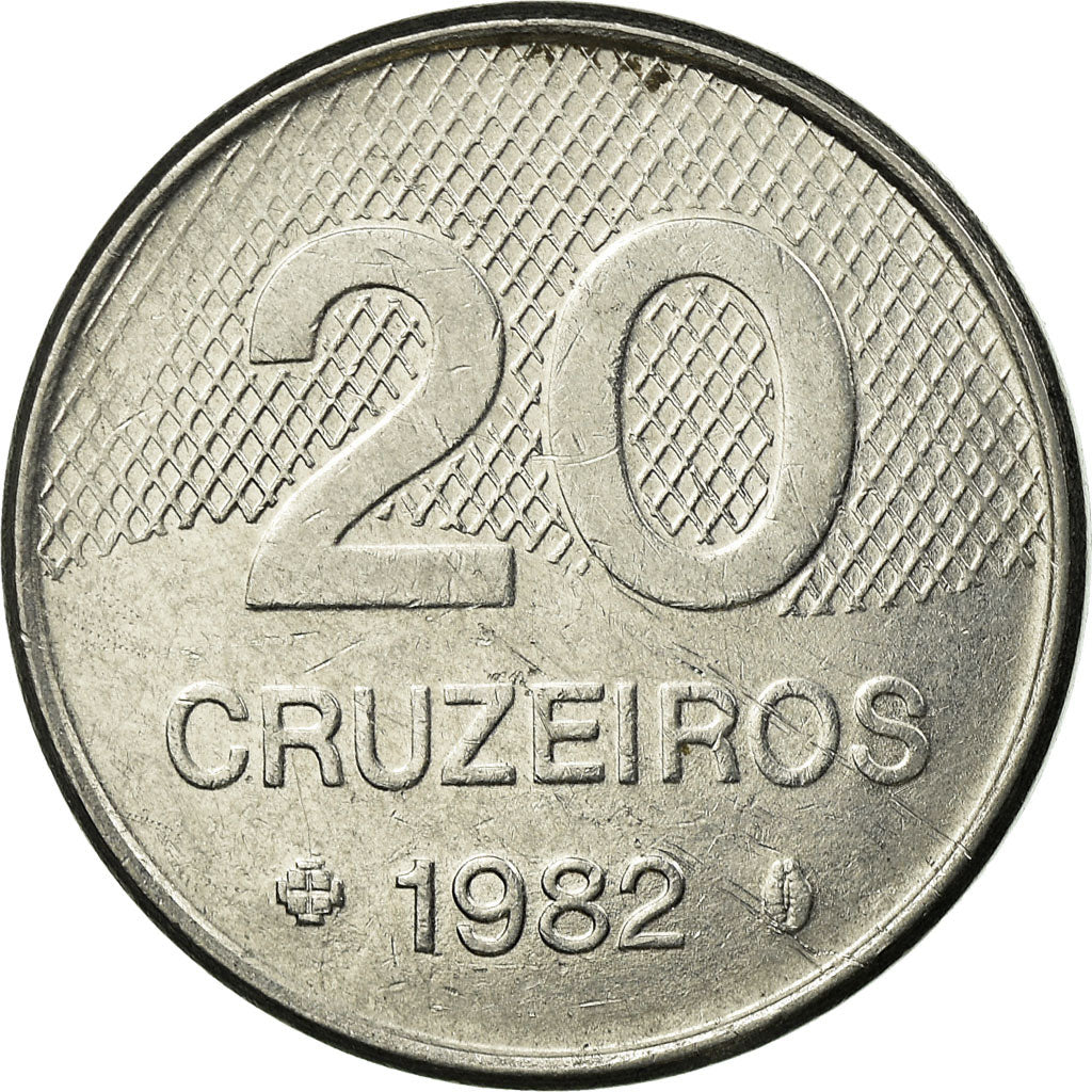 Coin, Brazil, 20 Cruzeiros, 1982, EF(40-45), Stainless Steel, KM:593.1