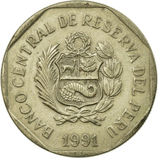 Coin, Peru, Nuevo Sol, 1991, Lima, EF(40-45), Copper-Nickel-Zinc, KM:308.1