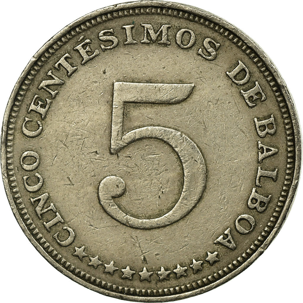 Moneda, Panamá, 5 Centesimos, 1966, MBC, Cobre - níquel, KM:23.2