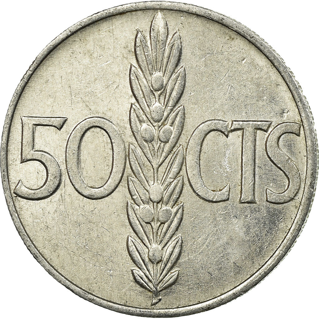 Coin, Spain, Francisco Franco, caudillo, 50 Centimos, 1968, EF(40-45), Aluminum