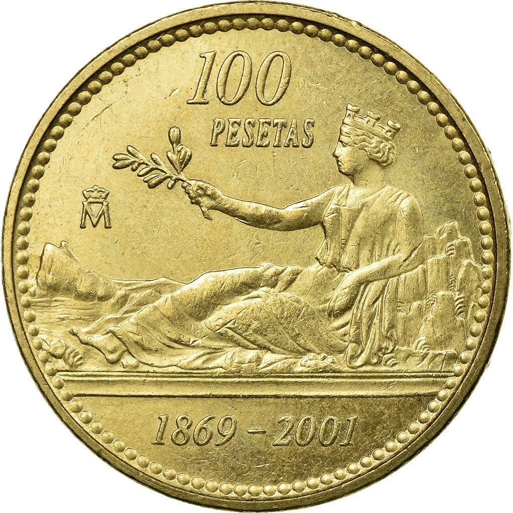 Moneda, España, Juan Carlos I, 100 Pesetas, 2001, Madrid, MBC, Aluminio -