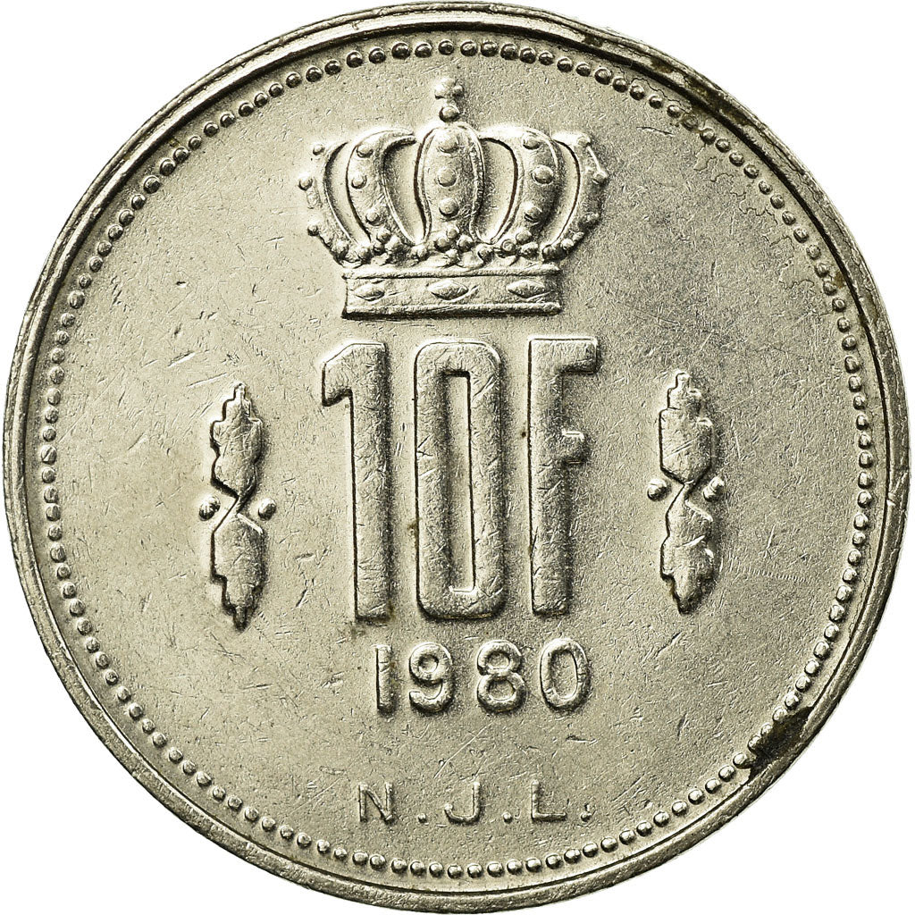 Coin, Luxembourg, Jean, 10 Francs, 1980, EF(40-45), Nickel, KM:57