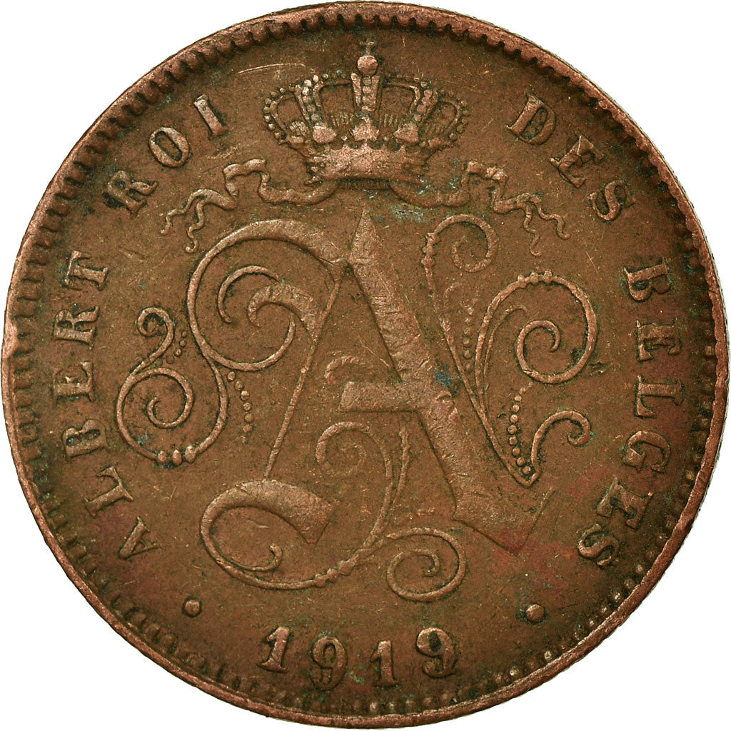 Coin, Belgium, Albert I, 2 Centimes, 1919, EF(40-45), Copper, KM:64
