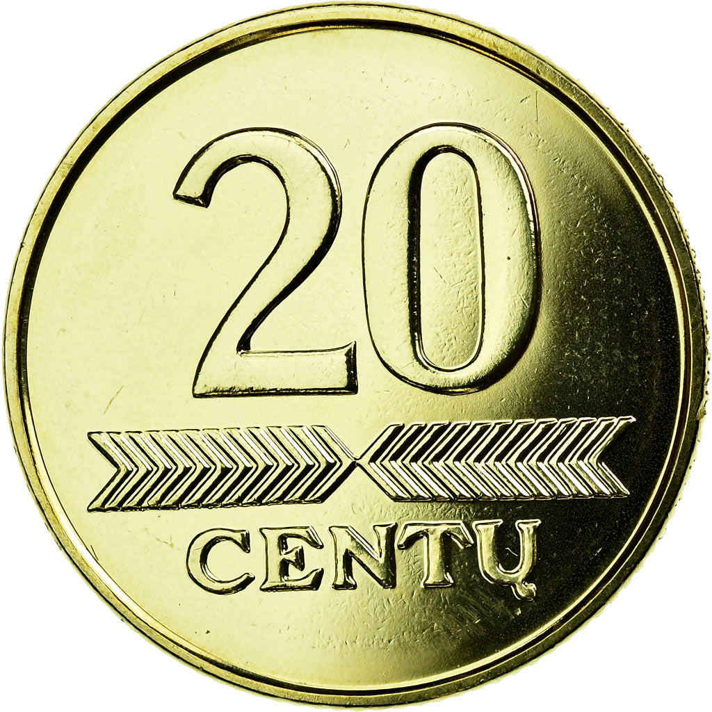 Moneda, Lituania, 20 Centu, 2013, SC, Níquel - latón, KM:107