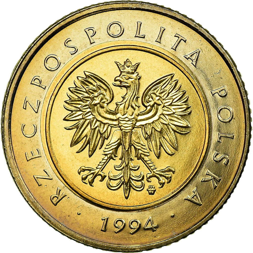 Münze, Polen, 5 Zlotych, 1994, Warsaw, VZ, Bi-Metallic, KM:284