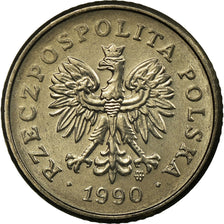 Moeda, Polónia, 10 Groszy, 1990, Warsaw, AU(55-58), Cobre-níquel, KM:279