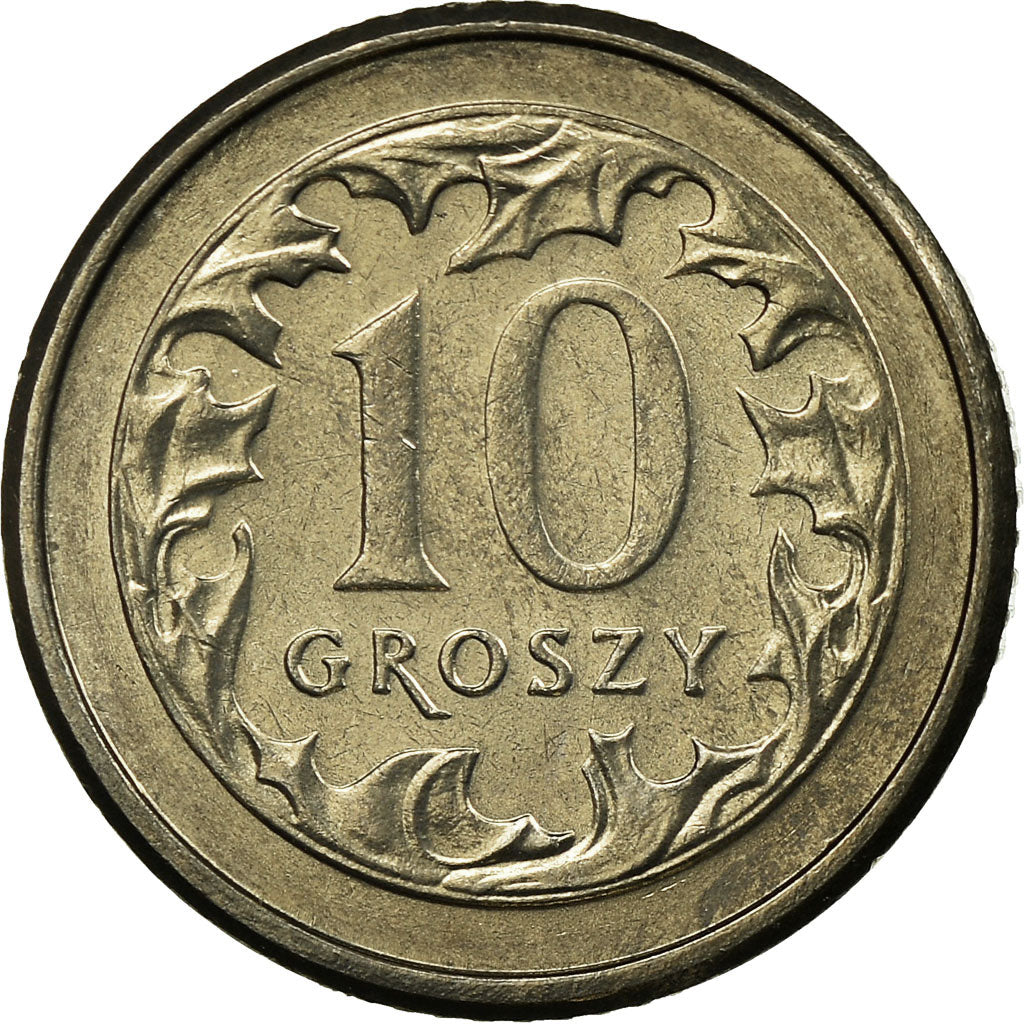 Moeda, Polónia, 10 Groszy, 1990, Warsaw, AU(55-58), Cobre-níquel, KM:279