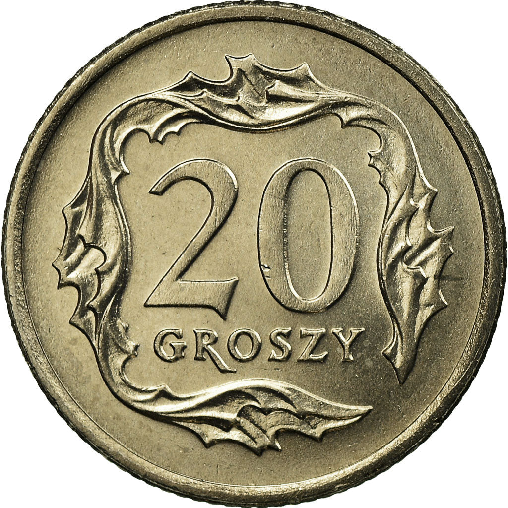 Moeda, Polónia, 20 Groszy, 1990, Warsaw, AU(55-58), Cobre-níquel, KM:280