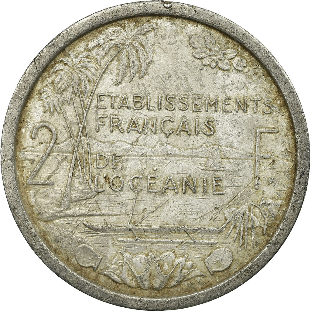 Coin, FRENCH OCEANIA, 2 Francs, 1949, EF(40-45), Aluminum, KM:3