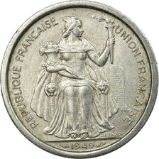 Coin, FRENCH OCEANIA, 2 Francs, 1949, EF(40-45), Aluminum, KM:3