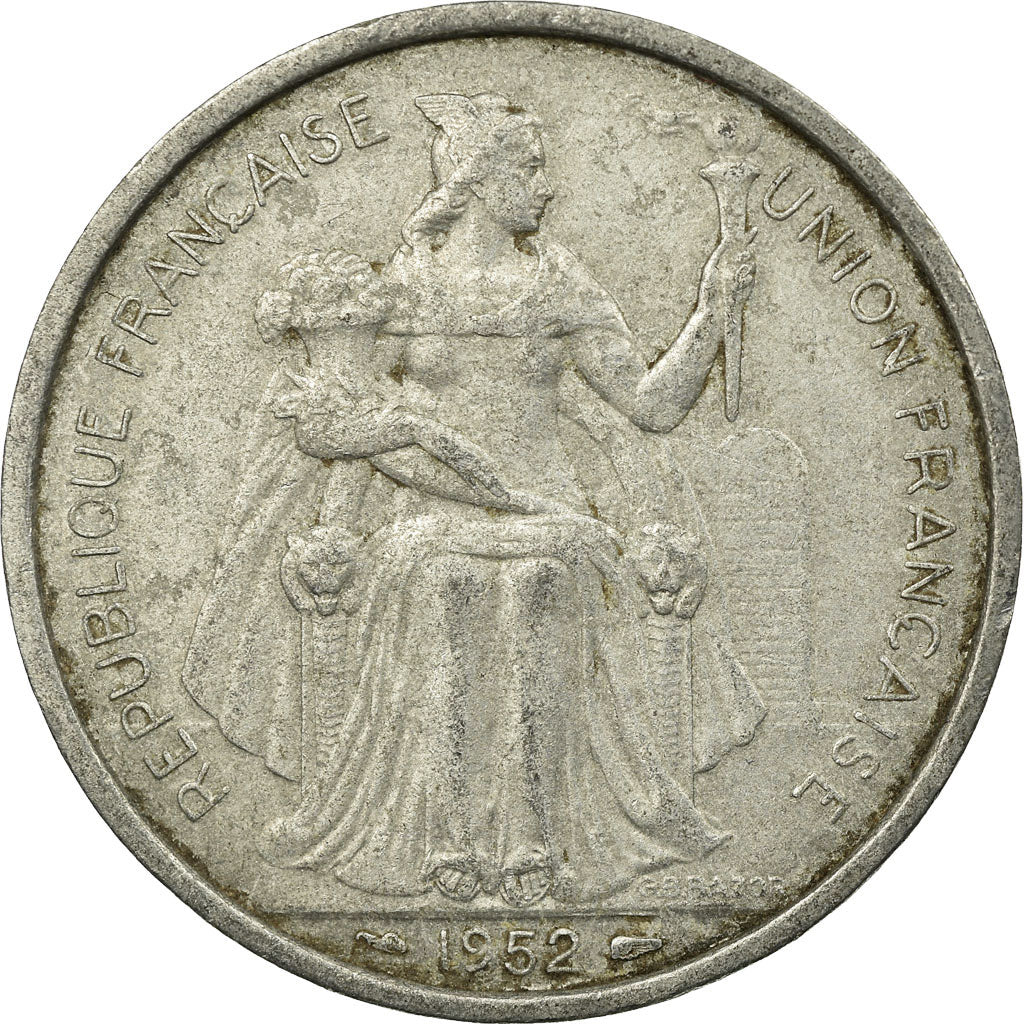 Coin, FRENCH OCEANIA, 5 Francs, 1952, EF(40-45), Aluminum, KM:4
