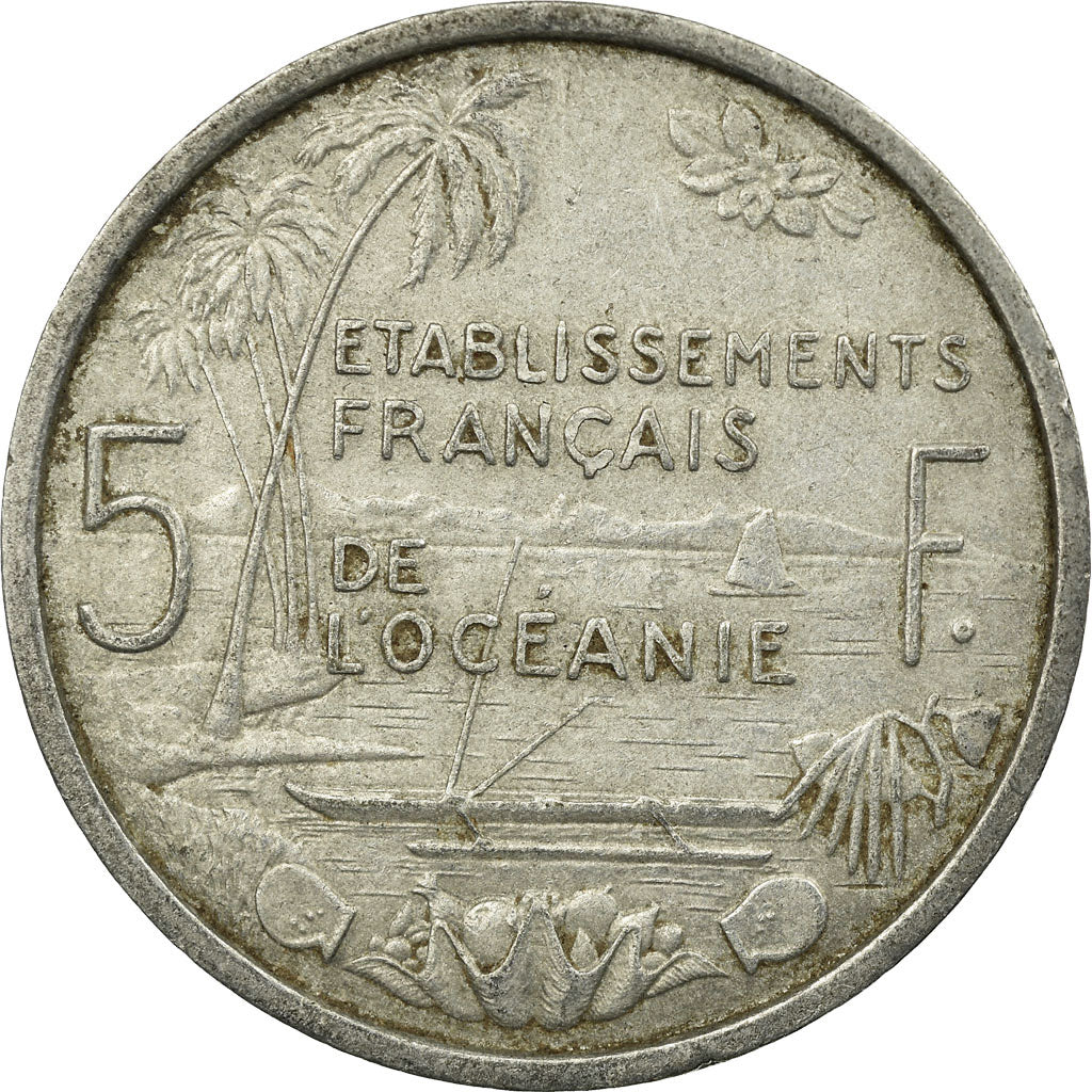 Coin, FRENCH OCEANIA, 5 Francs, 1952, EF(40-45), Aluminum, KM:4