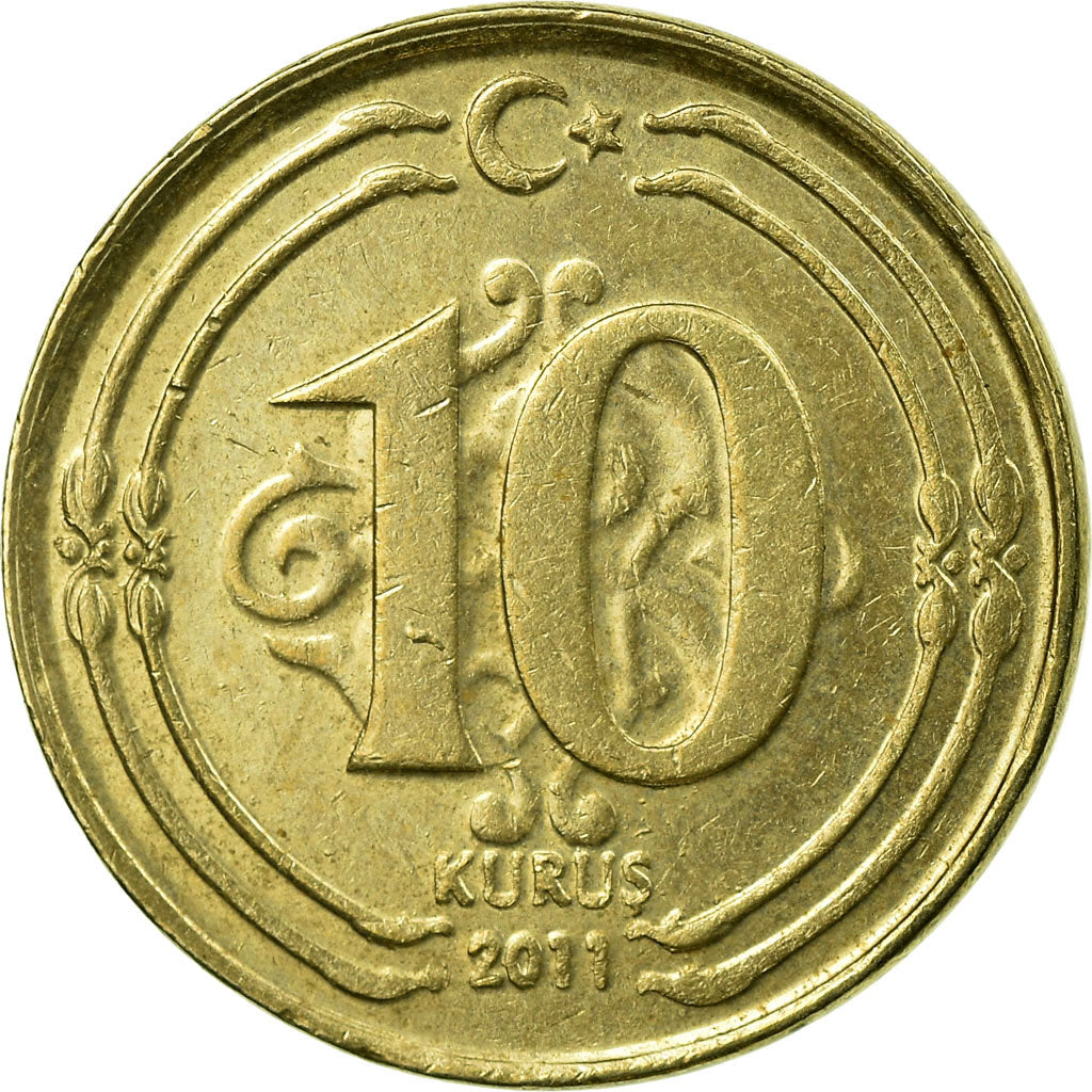 Münze, Türkei, 10 Kurus, 2011, SS, Messing, KM:1241