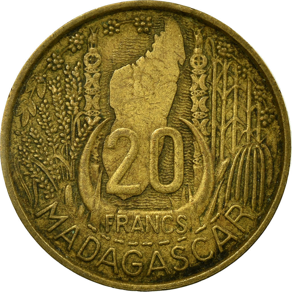 Moeda, Madagáscar, 20 Francs, 1953, Paris, EF(40-45), Alumínio-Bronze, KM:7