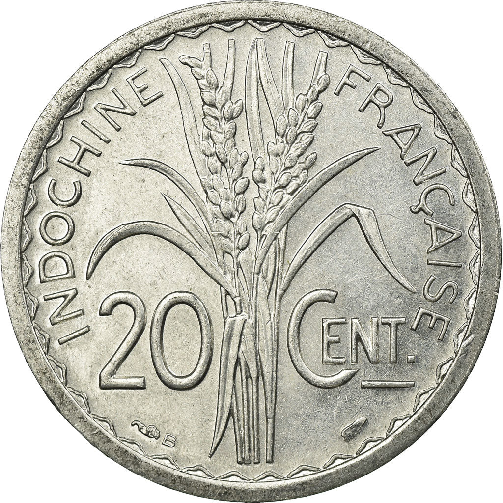 Moneda, INDOCHINA FRANCESA, 20 Cents, 1945, Beaumont - Le Roger, EBC, Aluminio