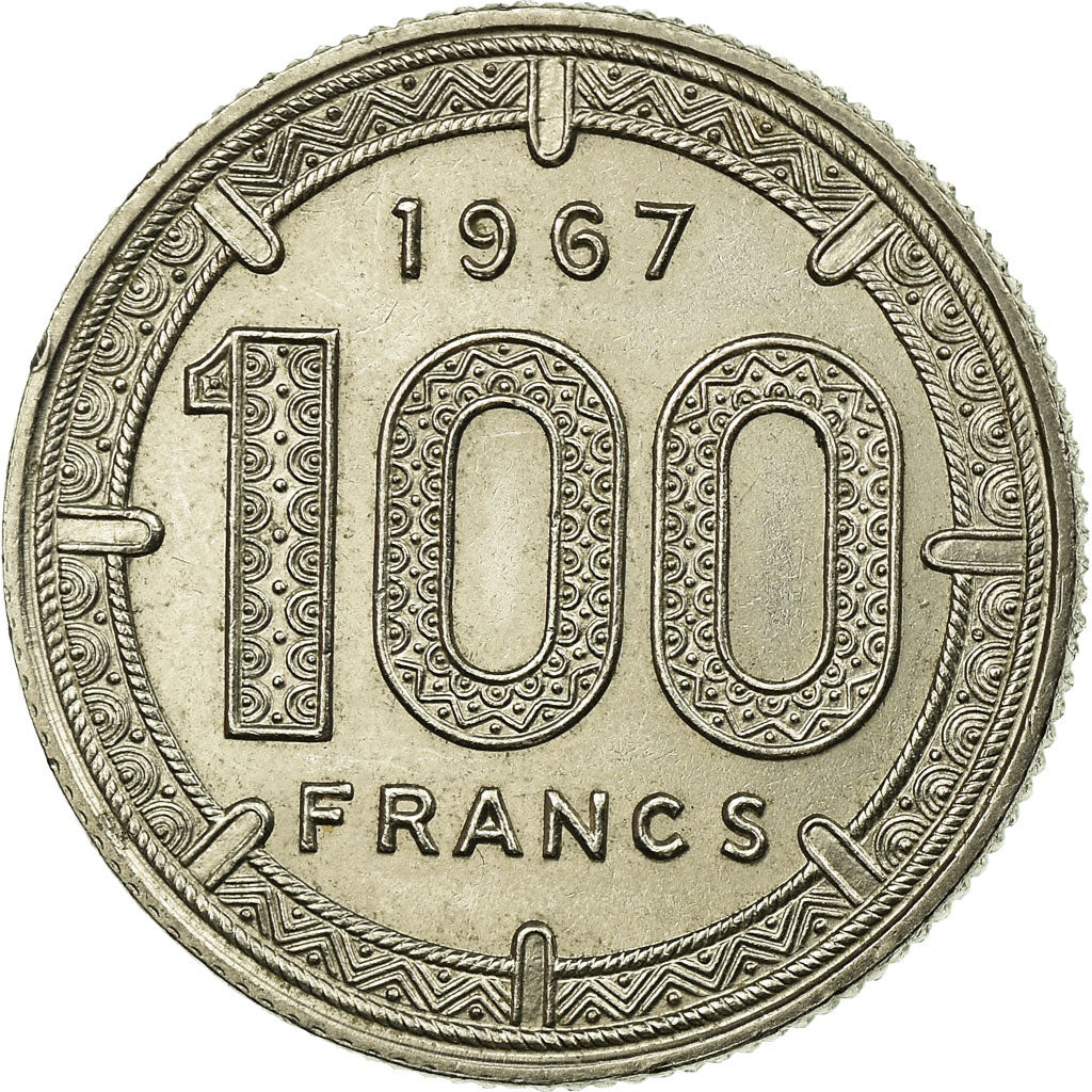 Coin, EQUATORIAL AFRICAN STATES, 100 Francs, 1967, Paris, EF(40-45), Nickel