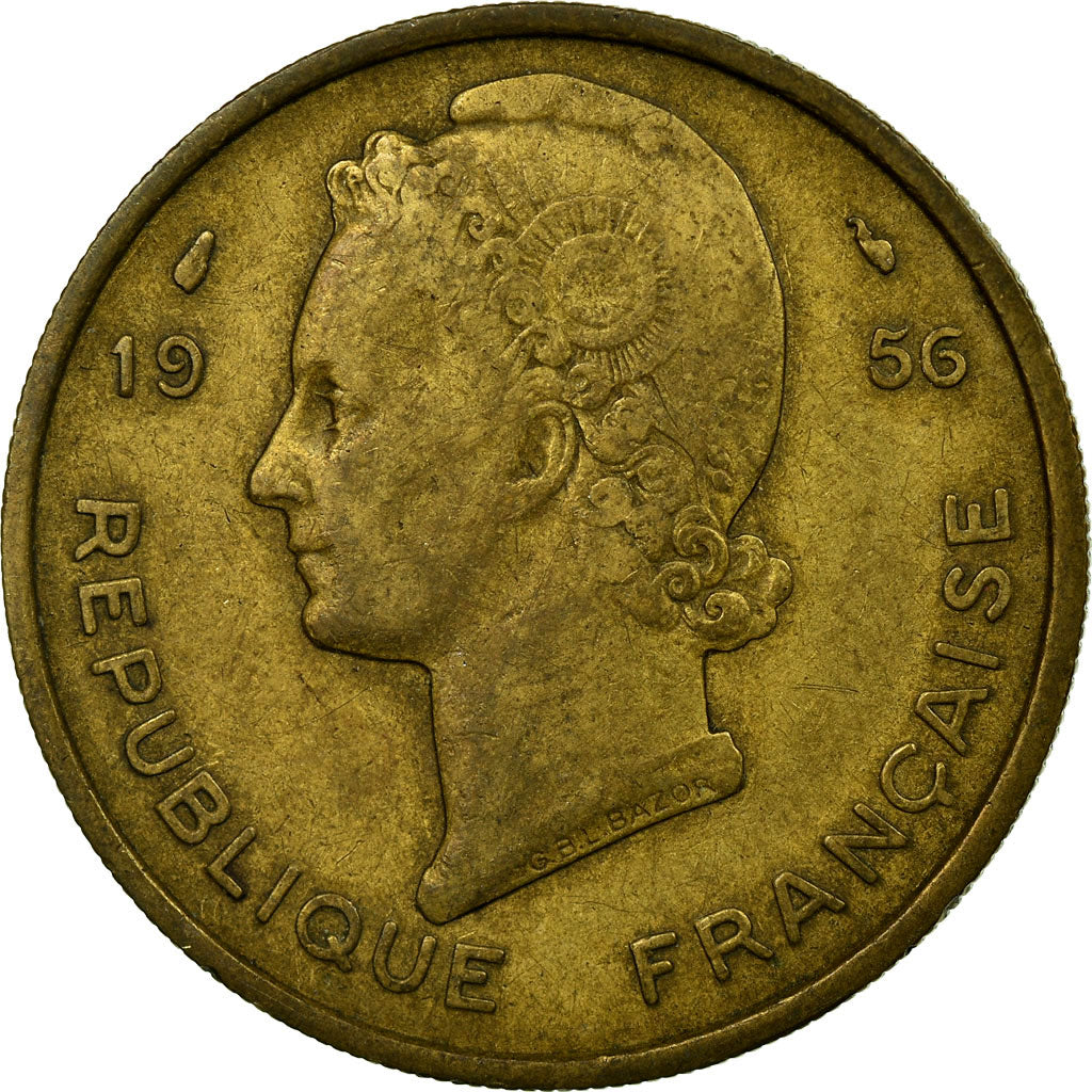 Coin, French West Africa, 25 Francs, 1956, EF(40-45), Aluminum-Bronze, KM:7
