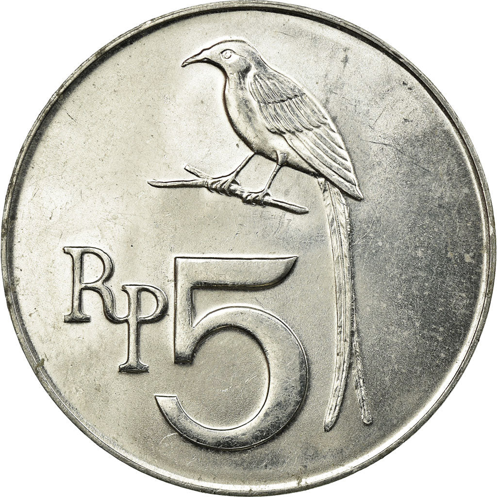 Coin, Indonesia, 5 Rupiah, 1970, AU(55-58), Aluminum, KM:22