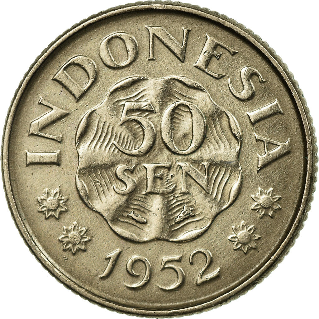 Coin, Indonesia, 50 Sen, 1952, EF(40-45), Copper-nickel, KM:9