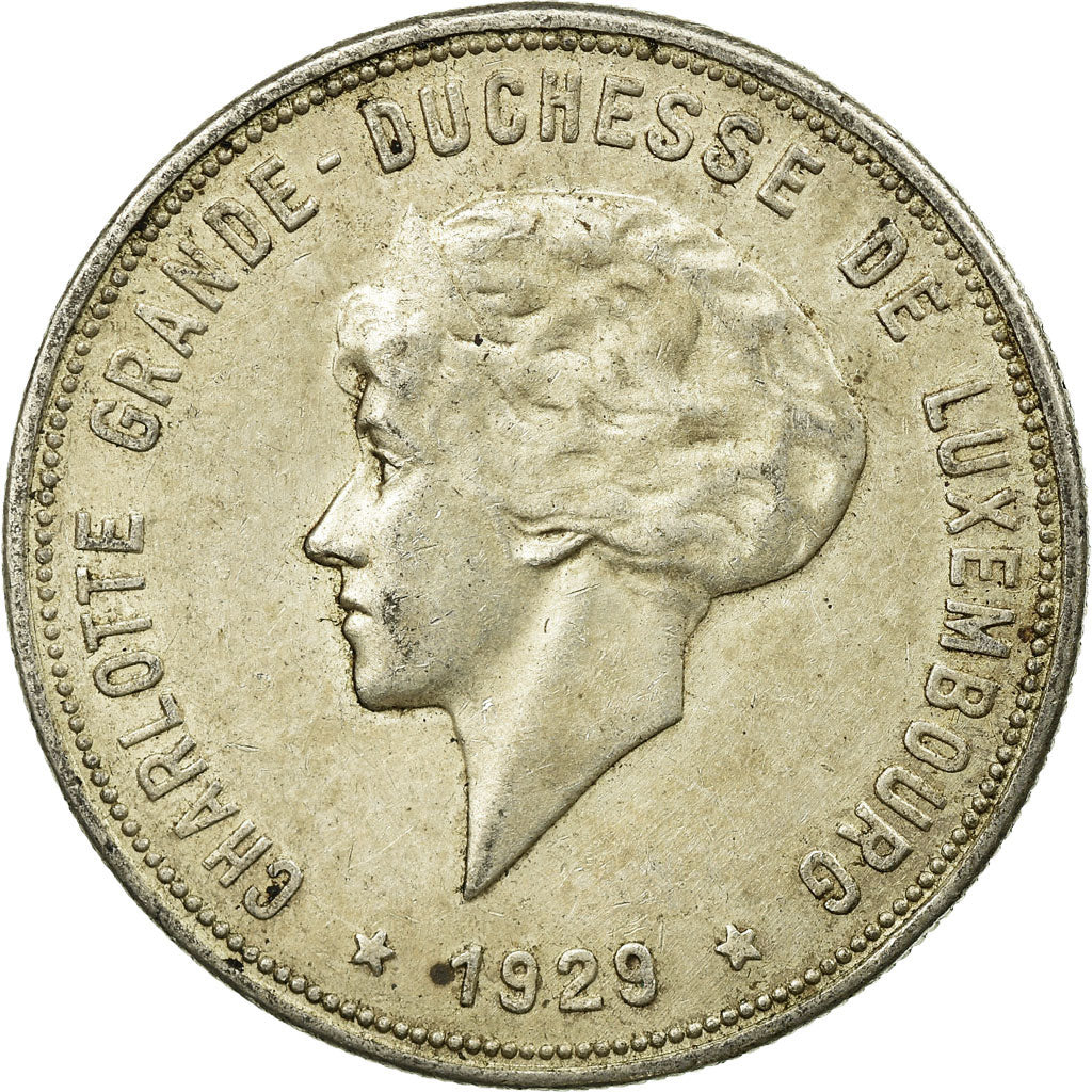 Coin, Luxembourg, Charlotte, 10 Francs, 1929, EF(40-45), Silver, KM:39