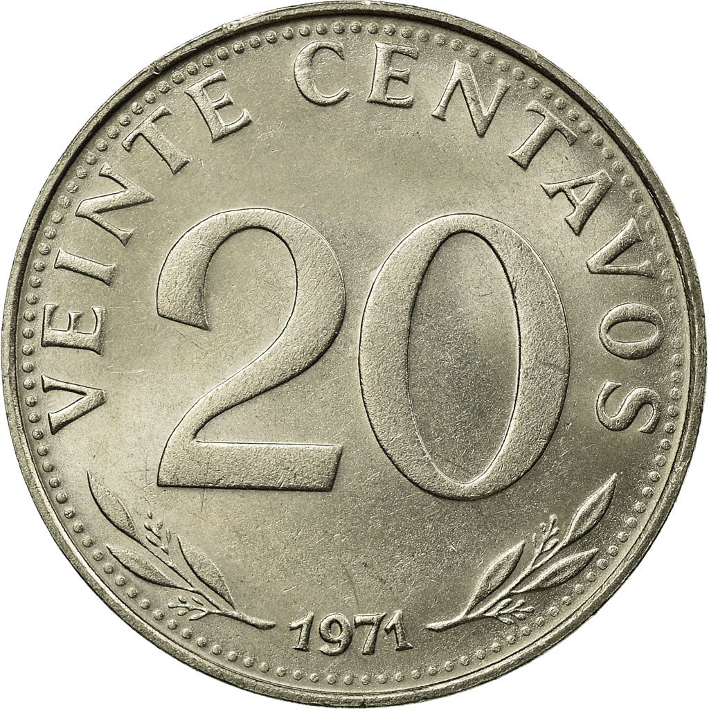 Coin, Bolivia, 20 Centavos, 1971, AU(55-58), Nickel Clad Steel, KM:189