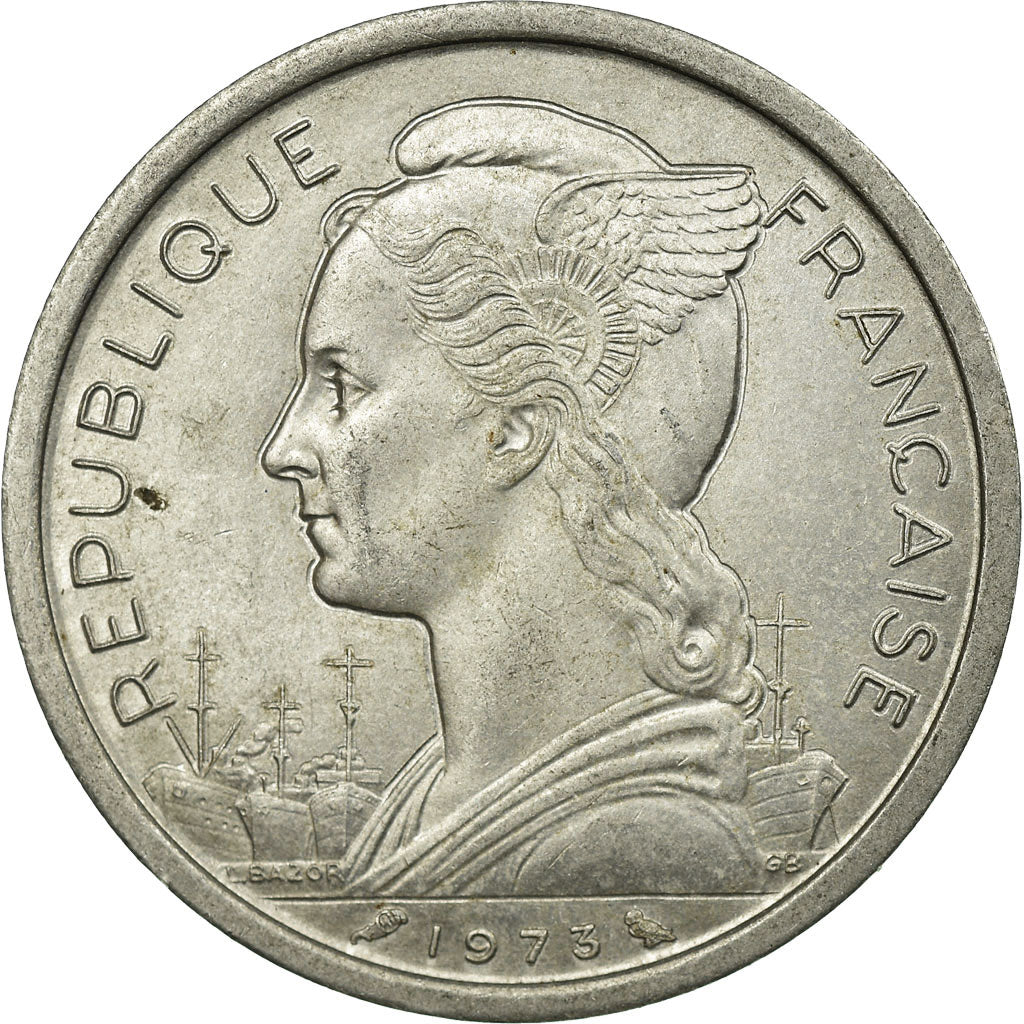 Coin, Réunion, 2 Francs, 1973, EF(40-45), Aluminum, KM:8