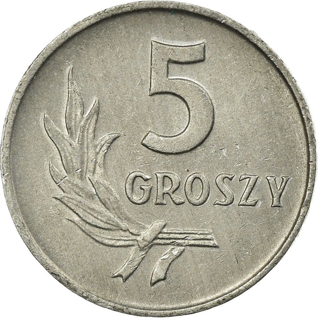 Moneta, Polska, 5 Groszy, 1962, Warsaw, AU(55-58), Aluminium, KM:A46