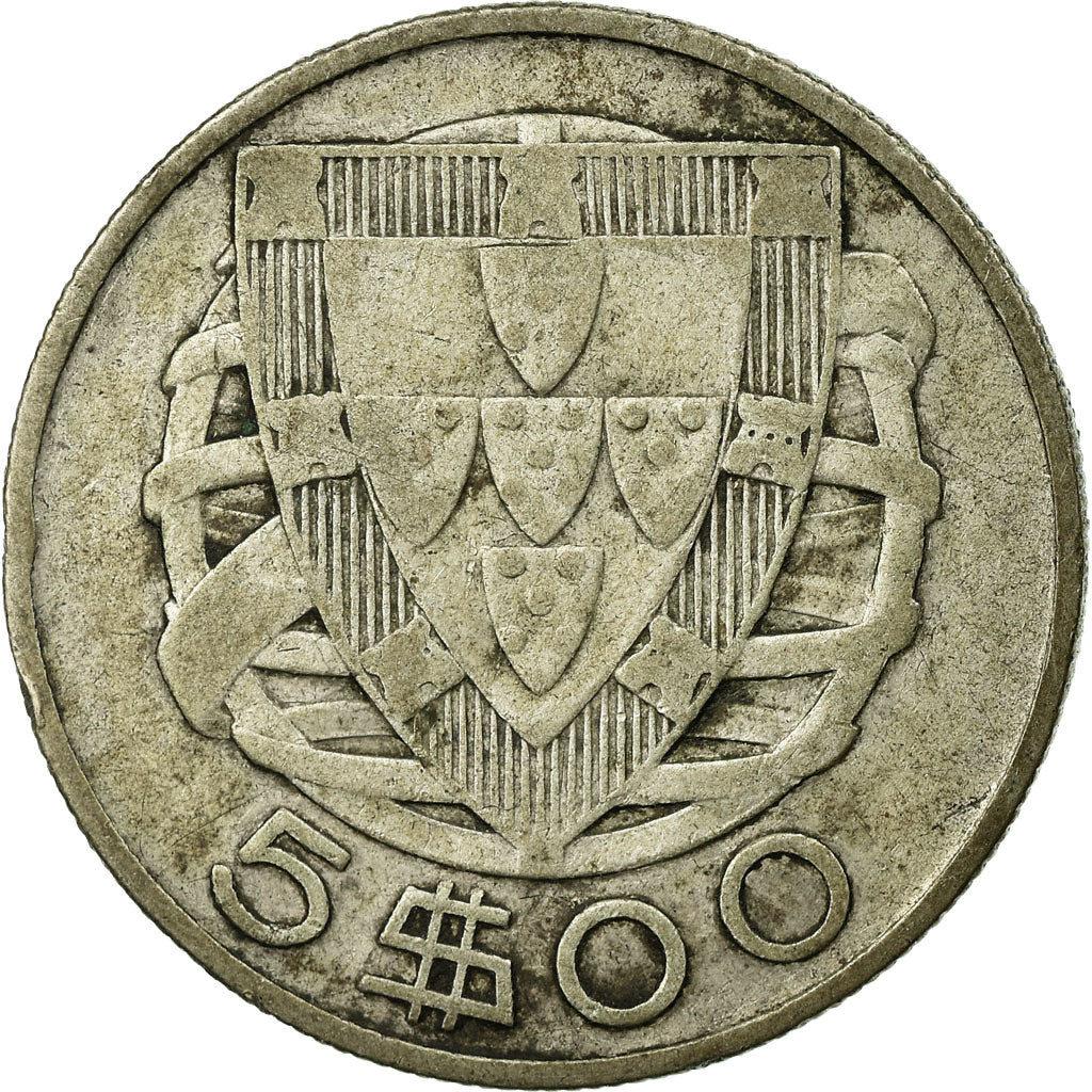 Coin, Portugal, 5 Escudos, 1932, VF(20-25), Silver, KM:581