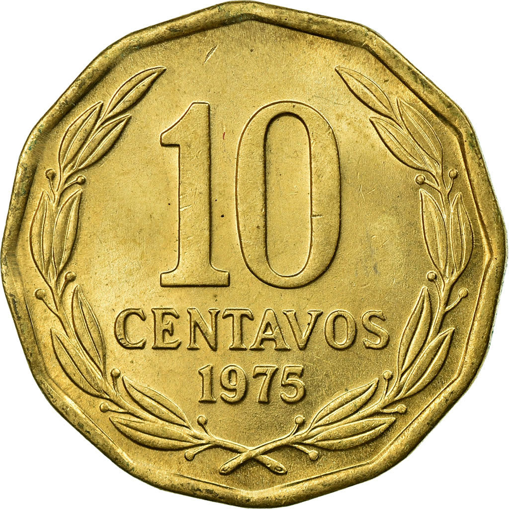 Coin, Chile, 10 Centavos, 1975, EF(40-45), Aluminum-Bronze, KM:205