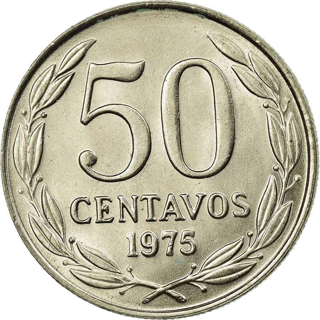 Coin, Chile, 50 Centavos, 1975, AU(55-58), Copper-nickel, KM:206