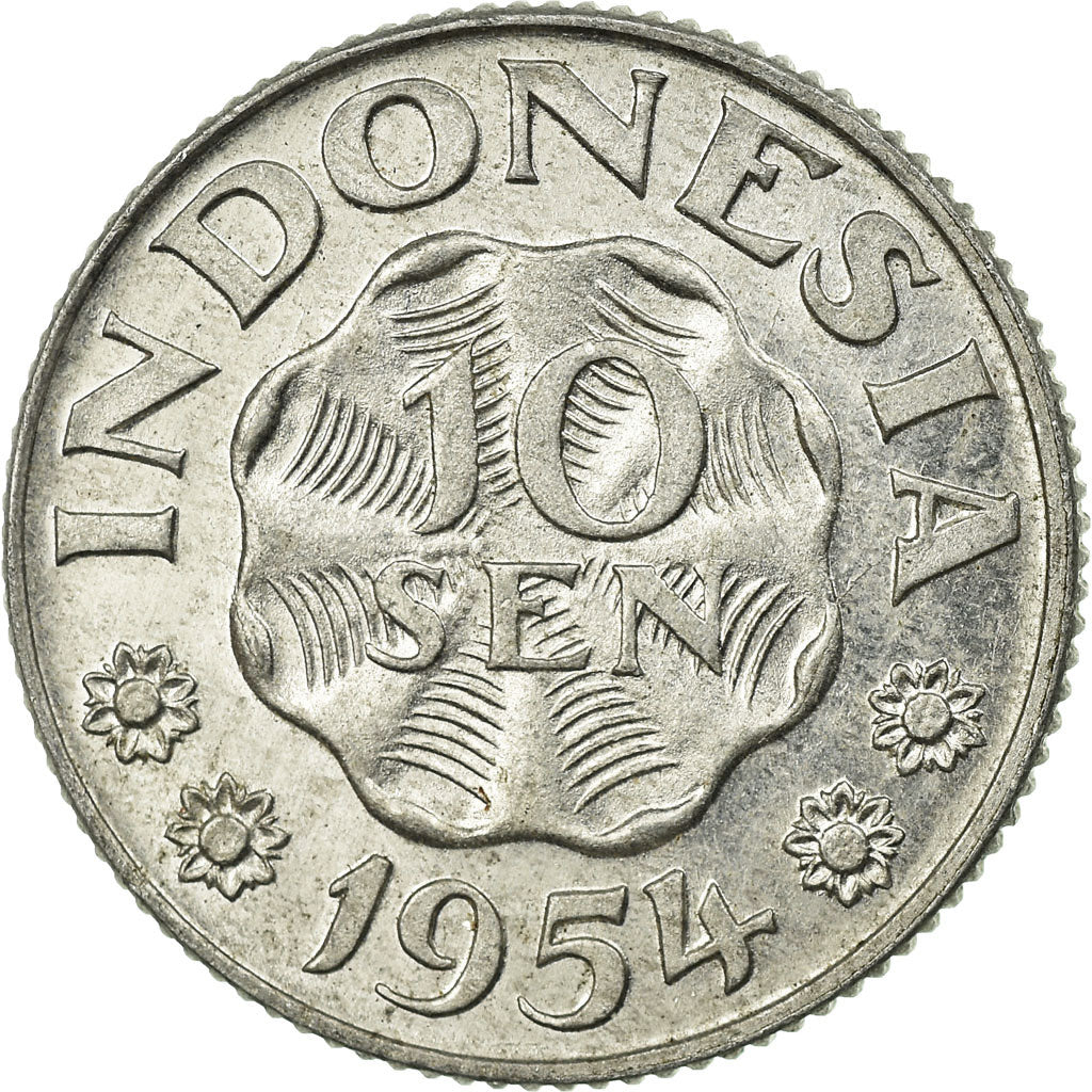 Coin, Indonesia, 10 Sen, 1954, EF(40-45), Aluminum, KM:6