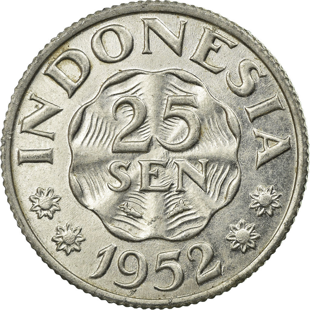 Coin, Indonesia, 25 Sen, 1952, AU(55-58), Aluminum, KM:8