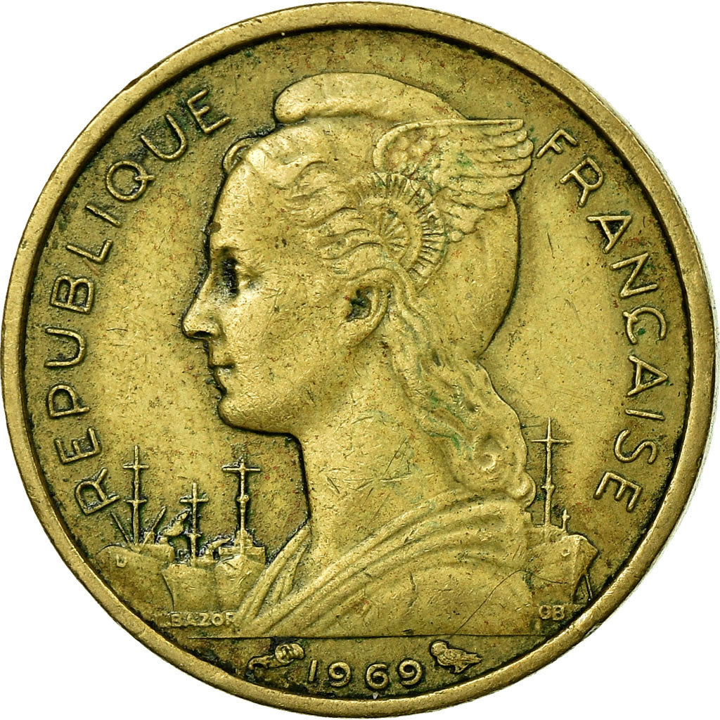 Coin, Réunion, 10 Francs, 1969, EF(40-45), Aluminum-Nickel-Bronze, KM:10a